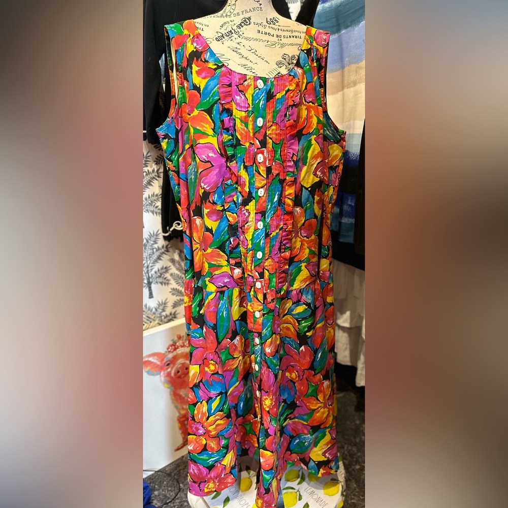 Vintage Chez California floral maxi kaftan dress size 24W